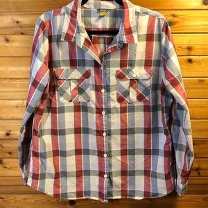 Eddie Bauer Red and Gray Plaid Button Down Shirt